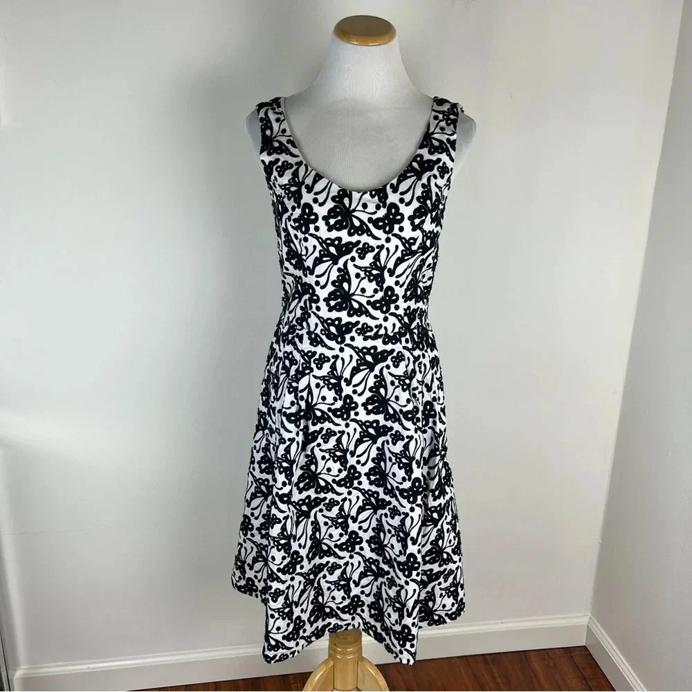Vintage Betsey Johnson Black & White Butterfly Embroidered Dress Size 6 - Picture 1 of 7